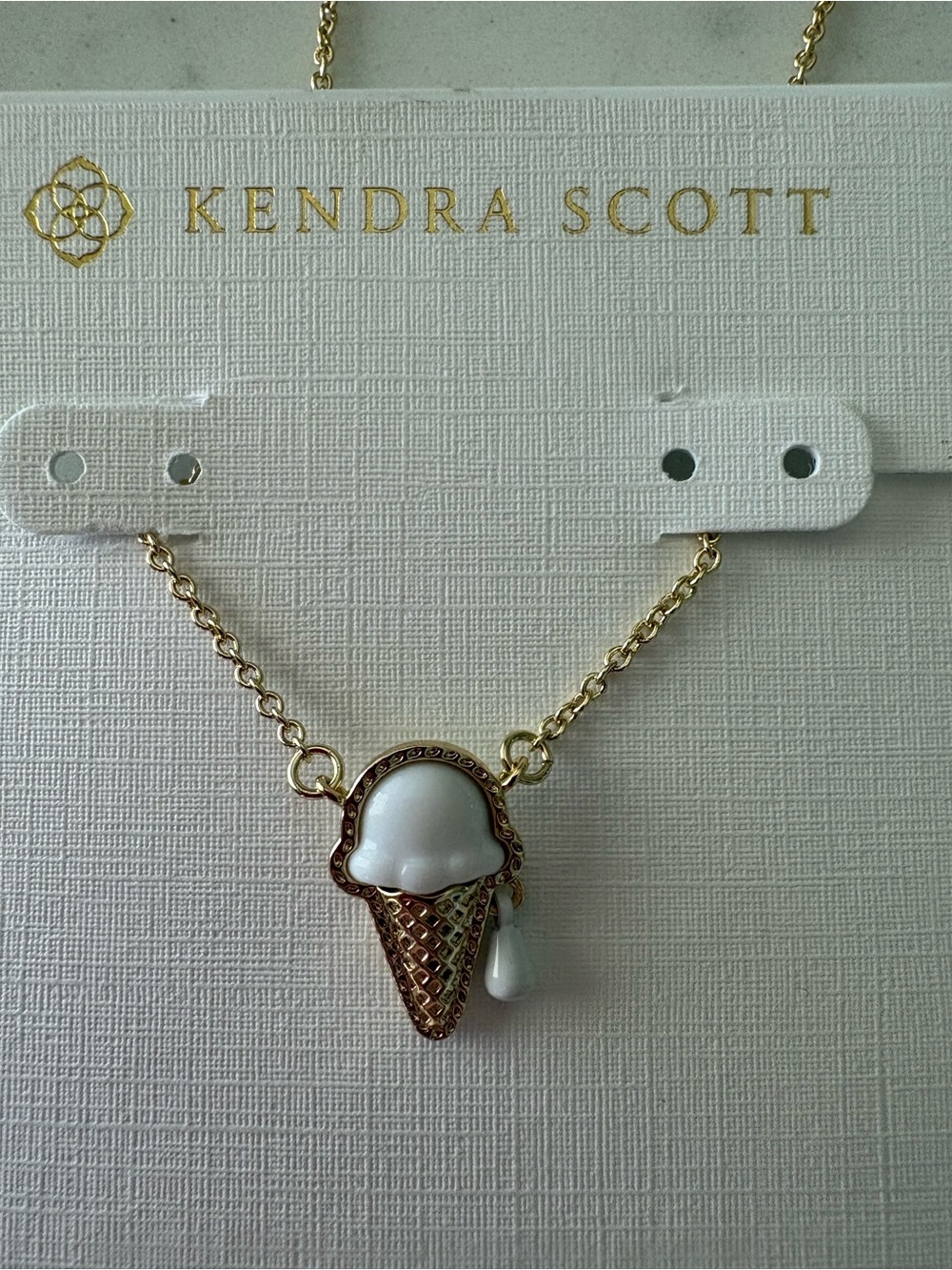 Kendra Scott Gold Necklace with White Ice Cream Cone Pendant - Picture 5 of 6